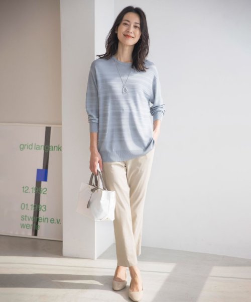 J.PRESS LADIES(J．プレス　レディス)/【WEB限定カラーあり・洗える】SILKY RAYON STRETCH ボーダー ニット/img01