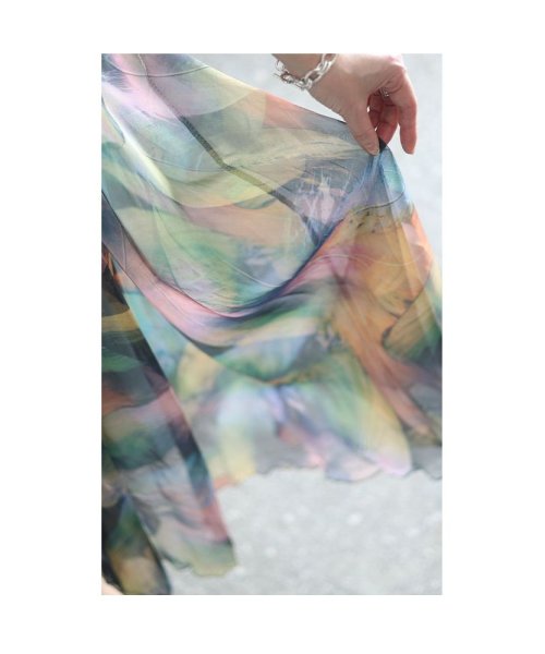 Sawa a la mode(サワアラモード)/レディース 大人 上品 軽やかに舞うように美しい羽根柄シフォンスカート/img02