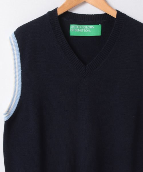 BENETTON (mens)(ベネトン（メンズ）)/コットン100％袖配色ラインVネックニットベスト/img13