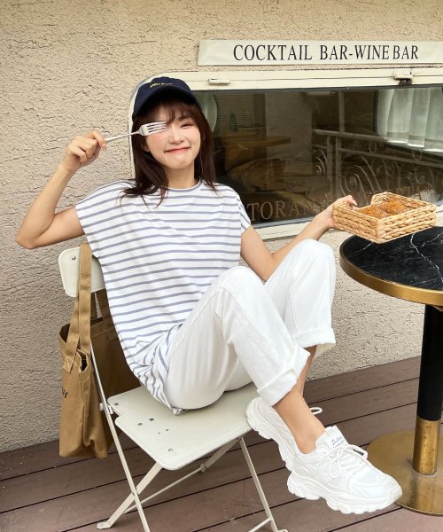 ad thie(アドティエ)/ボーダーTシャツ フレンチスリーブ クルーネック 夏服 夏/img08