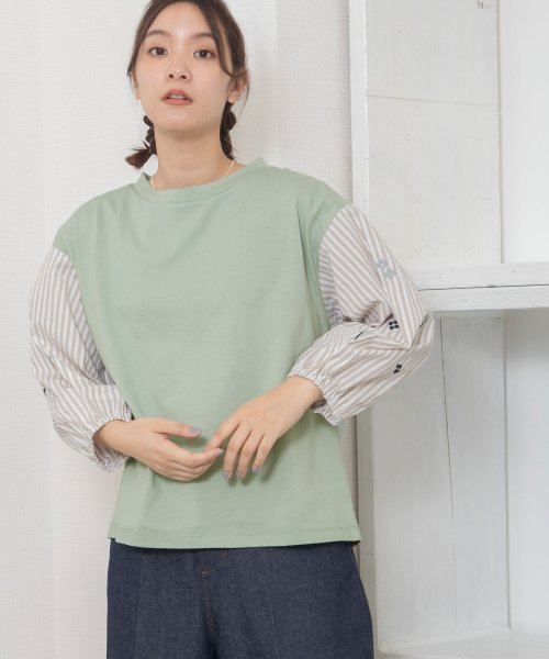 POU DOU DOU(プードゥドゥ)/布帛袖ボタニカル刺繍プルオーバー/img02