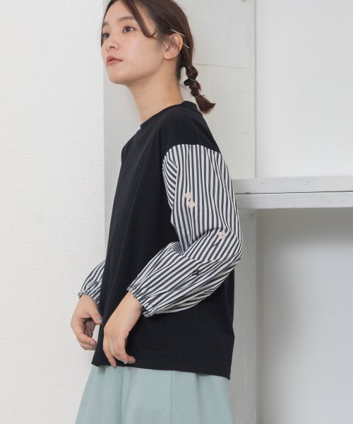 POU DOU DOU(プードゥドゥ)/布帛袖ボタニカル刺繍プルオーバー/img16