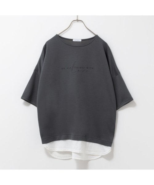 MAC HOUSE(women)(マックハウス（レディース）)/URBAN COLLECTION アーバンコレクション エアスムージー ポンチ素材 裾フェイクレイヤードプリントTシャツ 133－2437/img13