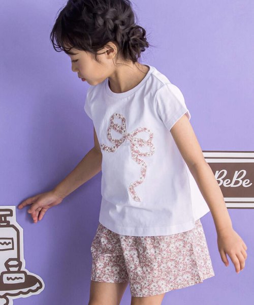 BeBe Petits Pois Vert(ベベ プチ ポワ ヴェール)/花柄リボンTシャツセットアップ(95~150cm)/img03