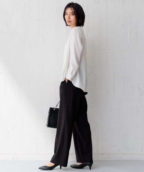 NIJYUSANKU（SMALL SIZE）(23区（小さいサイズ）)/【洗える/セットアップ対応】アイアスマットストレッチ セミワイド パンツ/img01