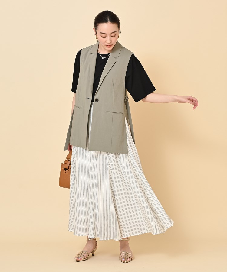 セットアップ可能／リネン混／洗える】ヴィスコースリネンベスト