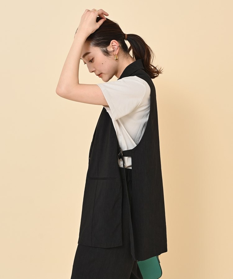 セットアップ可能／リネン混／洗える】ヴィスコースリネンベスト