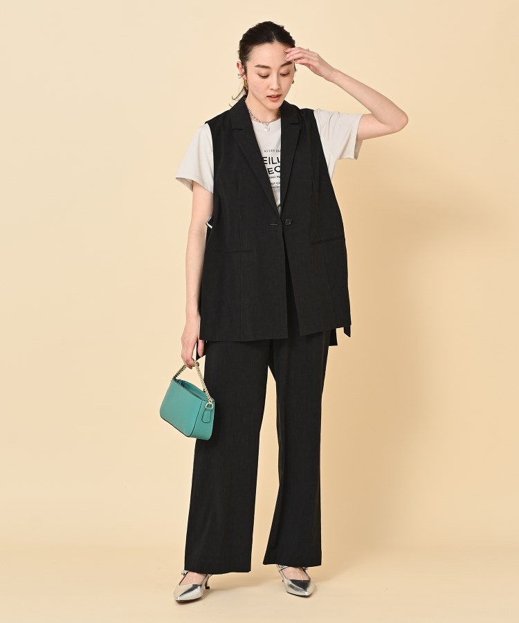 セットアップ可能／リネン混／洗える】ヴィスコースリネンベスト