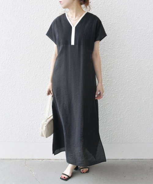 *SHIPS any: シアー リネン ミックス ピンタック ワンピース 24SS 人気・おすすめ｜使いやすい・旅行におすすめ 品質保証 全国発送 日本国内発送・最短翌日お届け