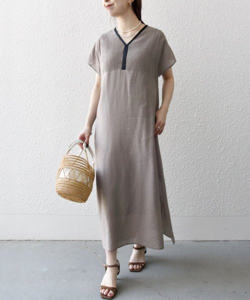 *SHIPS any: シアー リネン ミックス ピンタック ワンピース 24SS 人気・おすすめ｜使いやすい・旅行におすすめ 品質保証 全国発送 日本国内発送・最短翌日お届け