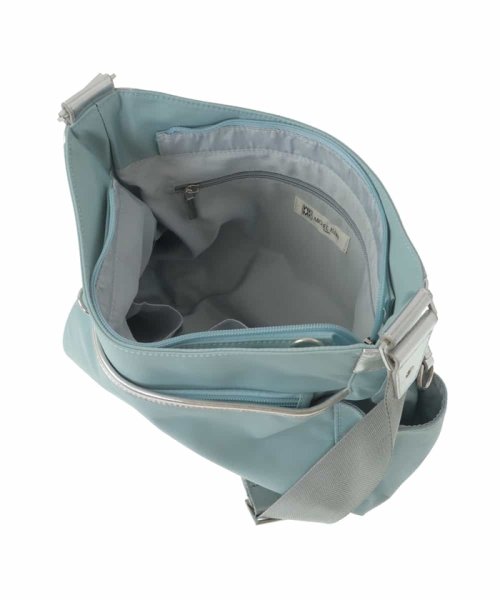 [撥水・ペットボトルホルダー付]アクセントレザーショルダーバッグ 