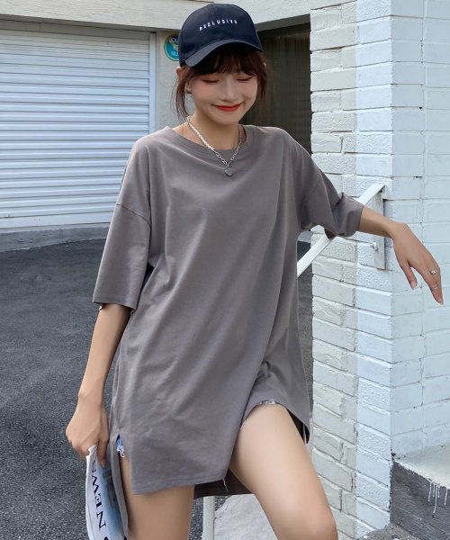 ad thie(アドティエ)/オーバーサイズチュニックTシャツ カット チュニック ゆったり サイドスリット トップス Ｔシャツ /img31