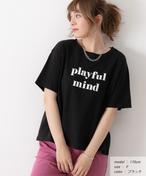 ad thie(アドティエ)/ロゴプリントTシャツ　Tシャツ　カットソー　トップス　半袖　レディース　ロゴ　カジュアル　コットン　お家コーデ　ロゴT　ゆったり　クルーネック　新色/img23