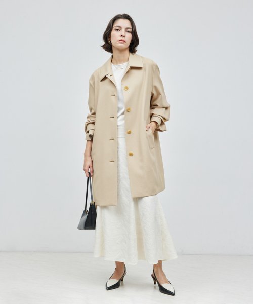 ミドル丈ステンカラーコート《軽量・しわになりにくい・ストレッチ素材》 しわになりにくい 軽量 ストレッチ素材