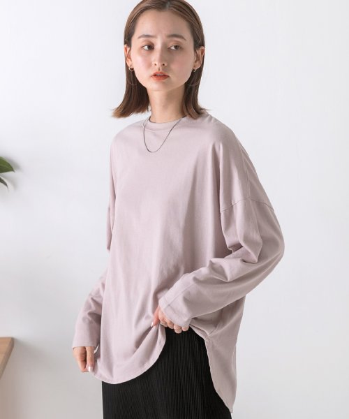 ad thie(アドティエ)/チュニックロングTシャツ ラウンドスリット 長袖 クルーネック 重ね着 オーバーサイズ チュニック トップス ルームウエア レディース/img05