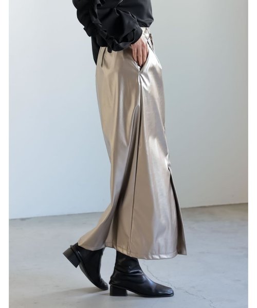 Re:EDIT(リエディ)/[低身長/高身長サイズ有]メタリックフェイクレザータイトスカート/img21