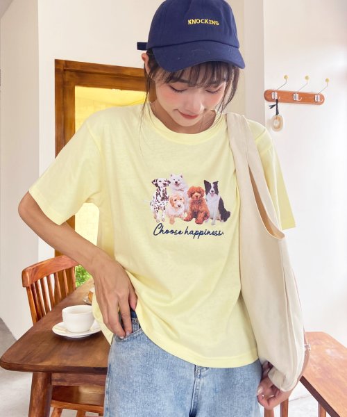 ad thie(アドティエ)/刺繍入り　ドロップショルダー DOGSフォトプリントTシャツ/img01