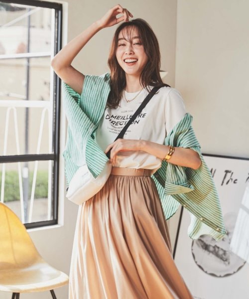 【セットアップ可能／真夏も快適】リネンストライプ レギュラーシャツ 