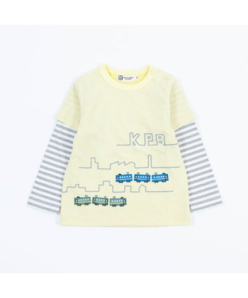 KP BOY(ケーピーボーイ)/KPBOY(ケーピーボーイ)ボーダーレイヤード風電車柄長袖Tシャツ(80～90)/img01