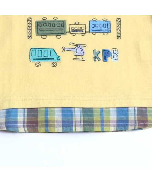 KP BOY(ケーピーボーイ)/KPBOY(ケーピーボーイ)マドラスチェック裾切り替え乗り物長袖Tシャツ(80～90)/img04