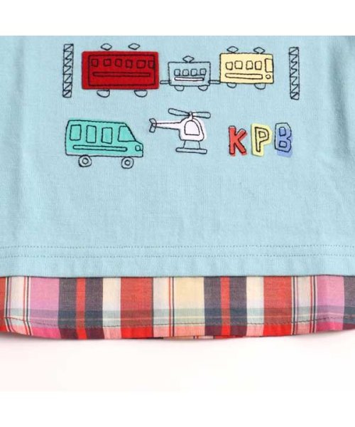 KP BOY(ケーピーボーイ)/KPBOY(ケーピーボーイ)マドラスチェック裾切り替え乗り物長袖Tシャツ(80～90)/img09