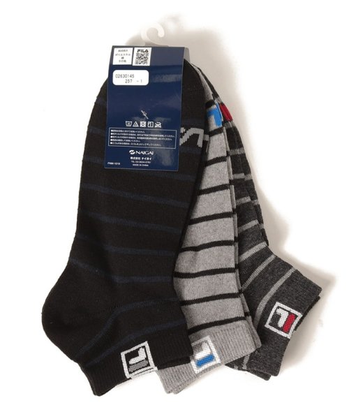 FILA socks Mens(フィラ　ソックス　メンズ)/ボーダー アンクルソックス 3足組 メンズ/img01