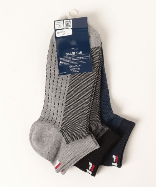FILA socks Mens(フィラ　ソックス　メンズ)/スパイラル柄 アンクルソックス 3足組 メンズ/img01