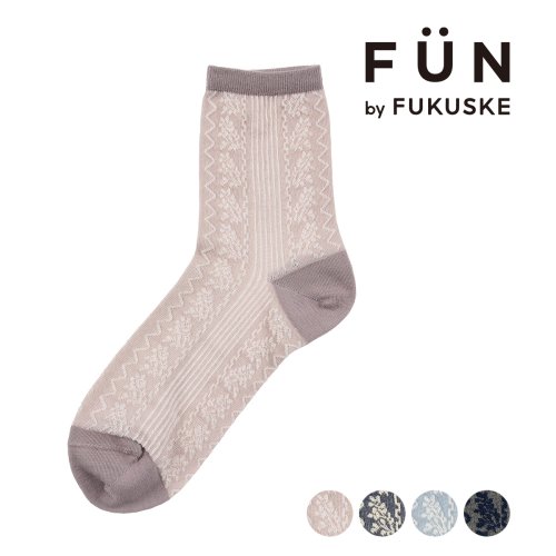 fukuske FUN(フクスケ ファン)/fukuske FUN(フクスケファン) ソックス モロッカンフロート柄 クルー丈 つま先かかと補強 福助 公式/img01