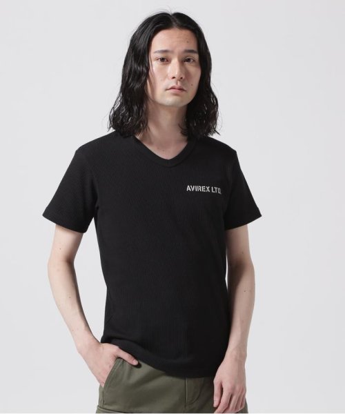 AVIREX(AVIREX)/《WEB&DEPOT限定》MINI WAFFLE V NECK T－SHIRT / ミニワッフル Vネック Tシャツ / AVIREX/img01