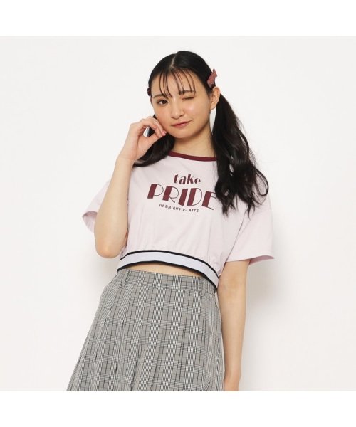 PINK-latte(ピンク　ラテ)/【ニコラ4月号掲載　池端杏慈×トレンド部コラボ】短丈リンガーTシャツ/img06