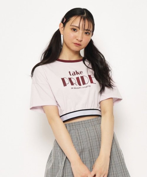 PINK-latte(ピンク　ラテ)/【ニコラ4月号掲載　池端杏慈×トレンド部コラボ】短丈リンガーTシャツ/img07