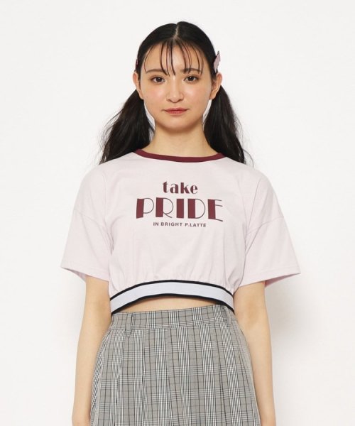 PINK-latte(ピンク　ラテ)/【ニコラ4月号掲載　池端杏慈×トレンド部コラボ】短丈リンガーTシャツ/img11