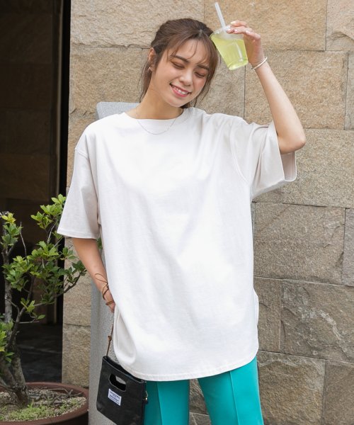 ad thie(アドティエ)/裾 ラウンド Tシャツ 半袖 スリット 無地 コットン 100 綿 ゆったり ロング チュニック ロンT/img28