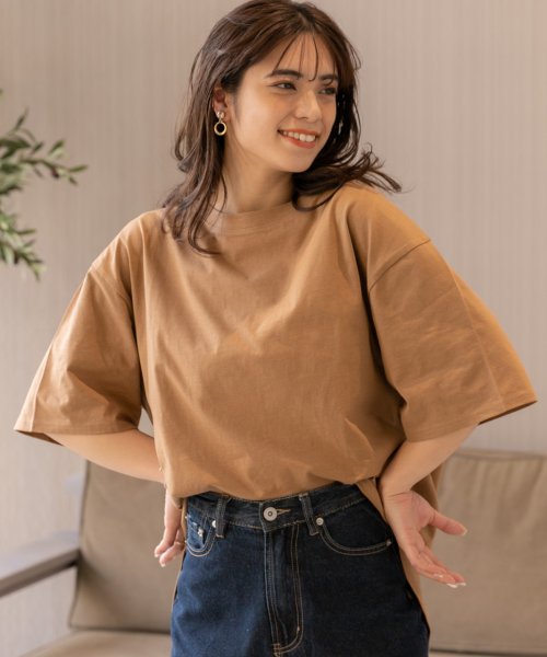 ad thie(アドティエ)/裾 ラウンド Tシャツ 半袖 スリット 無地 コットン 100 綿 ゆったり ロング チュニック ロンT/img38