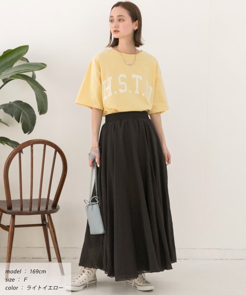 ad thie(アドティエ)/【ドラマ着用】H.S.T.N カレッジロゴ プリント Tシャツ ラウンド スリット チュニック ゆったり ビックTシャツ サイド スリット ロンT 柄/img04