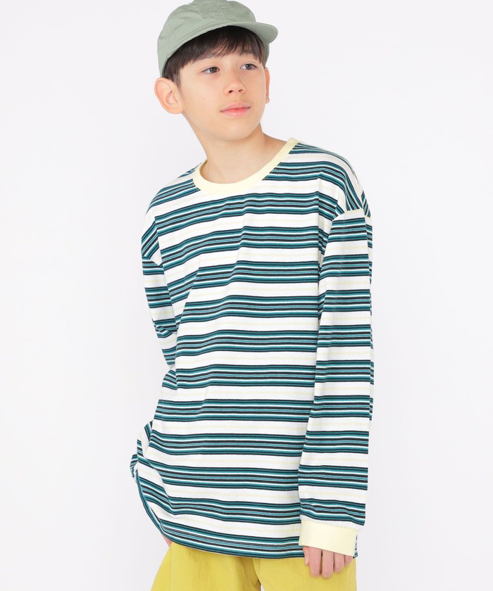 SHIPS KIDS:140～160cm / マルチ ボーダー 長袖 TEE(505976021