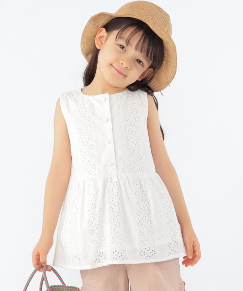 SHIPS KIDS(シップスキッズ)/SHIPS KIDS:100～130cm / レース ペプラム ノースリーブ ブラウス/img02