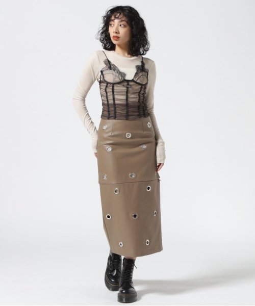 PRANK PROJECT/Eyelet Vegan Leather Skirt 