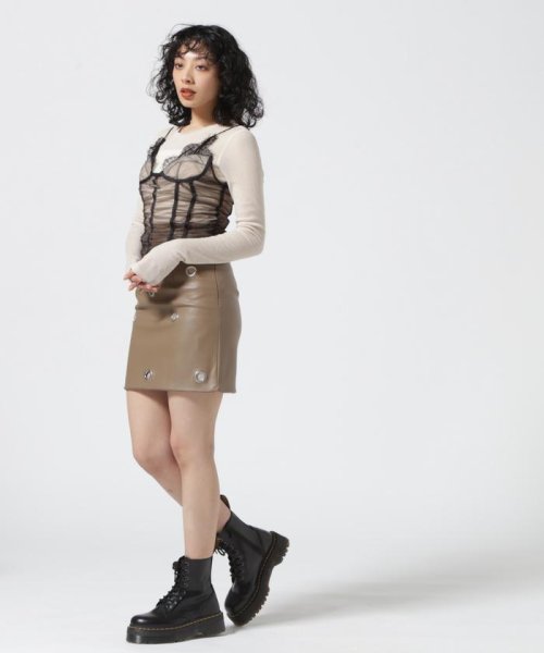 PRANK PROJECT/Eyelet Vegan Leather Skirt 
