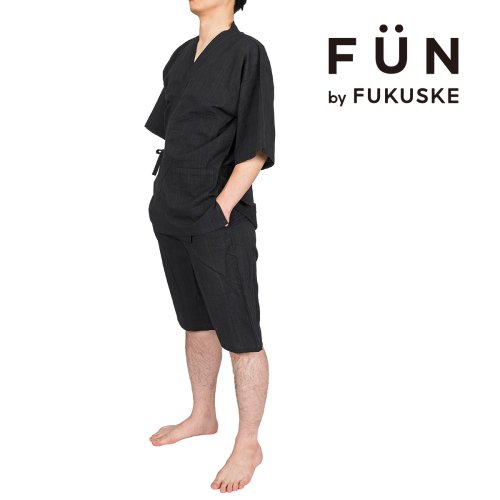 fukuske FUN(フクスケ ファン)/fukuske FUN(フクスケファン) 甚平 細ライン 上下セット 綿100％ 福助 公式/img01