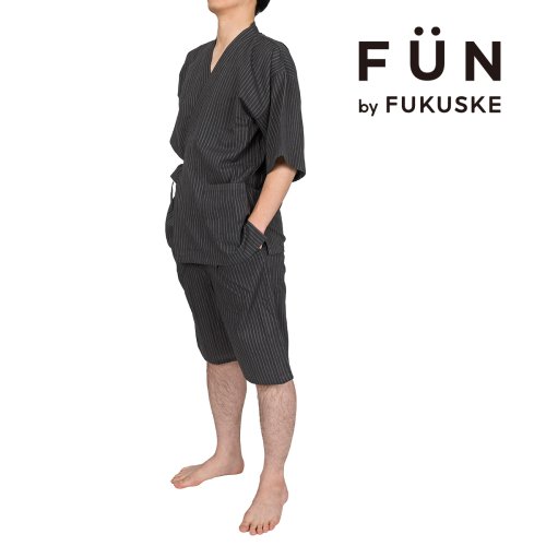 fukuske FUN(フクスケ ファン)/fukuske FUN(フクスケファン) 甚平 太ライン 上下セット 綿100％ 福助 公式/img01