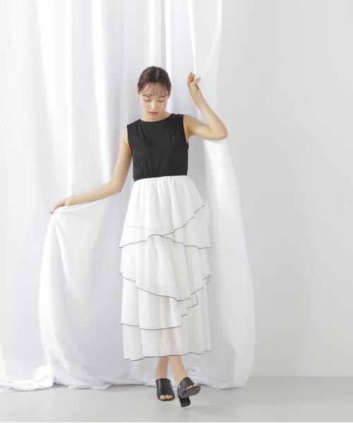 スムースドッキングボリュームアシメワンピース 商品説明一枚でスタイルが決まる！スムースカットソーとシアースカートをドッキングしたレディなワンピースです。配色の効いた E1438215098(11000円)