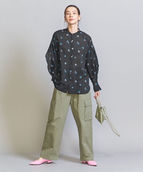 BEAUTY&YOUTH UNITED ARROWS(ビューティーアンドユース　ユナイテッドアローズ)/【WEB限定】ソリッド＆フラワープリント ラッフルロングスリーブブラウス/img15