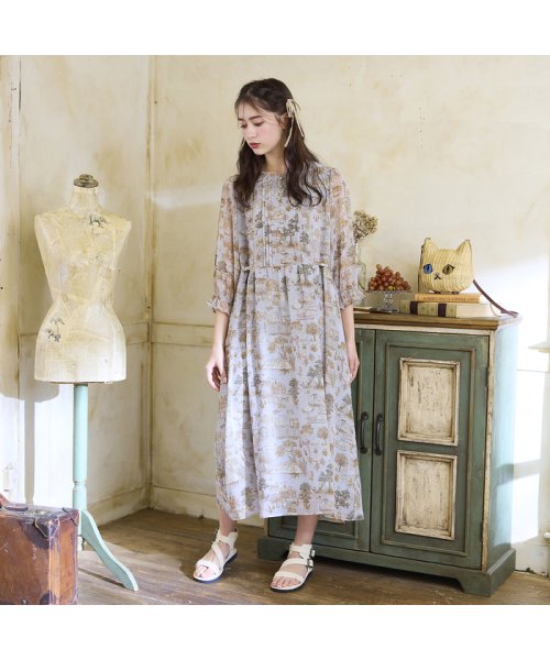 【22fabric】キャットガーデンワンピース 着用サイズ 予めご了承ください