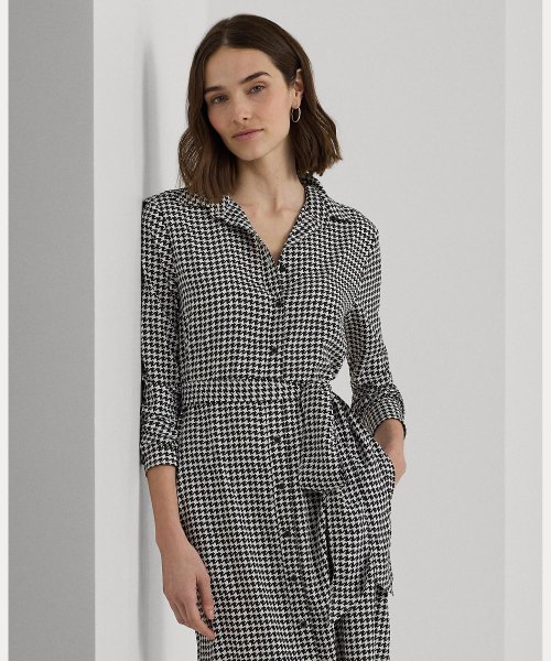 ハウンドトゥース ベルテッド クレープ シャツドレス Ralph