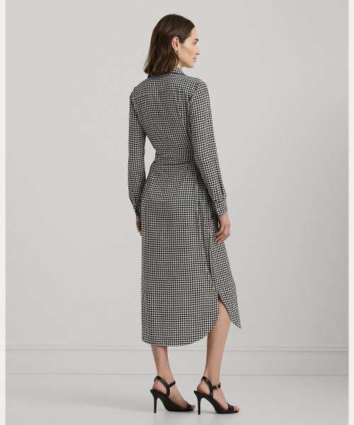 ハウンドトゥース ベルテッド クレープ シャツドレス Ralph