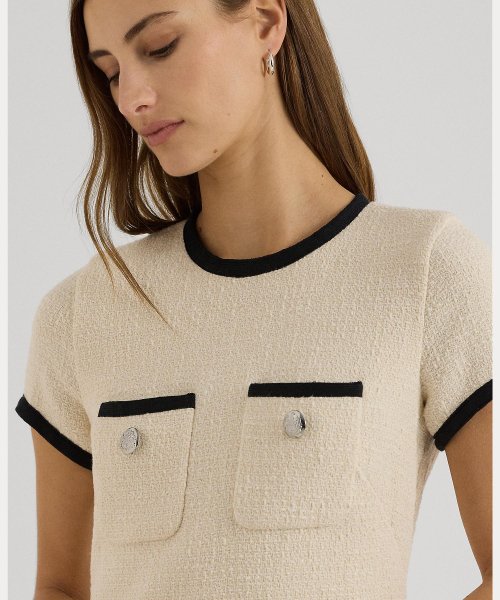 【セットアップ対応商品】ツートーン ブークレ シース ドレス 