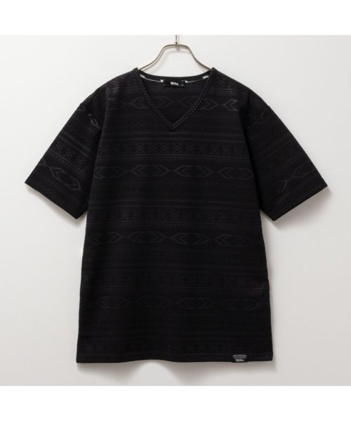 MAC HOUSE(men)(マックハウス（メンズ）)/MOSSIMO モッシモ ジャガード半袖Tシャツ 4273－0803/img01