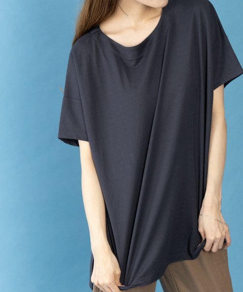 MAC HOUSE(women)(マックハウス（レディース）)/NAVY SARARI サラリ ルーズシルエットTシャツ MH846－701/img01