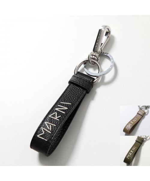 MARNI キーリング PCMI0018A2 P6533 レザー ロゴ刺繍 P6533 MARNI キーリング PCMI0018A2 レザー レタリングロゴ刺繍 PCMO0030A0